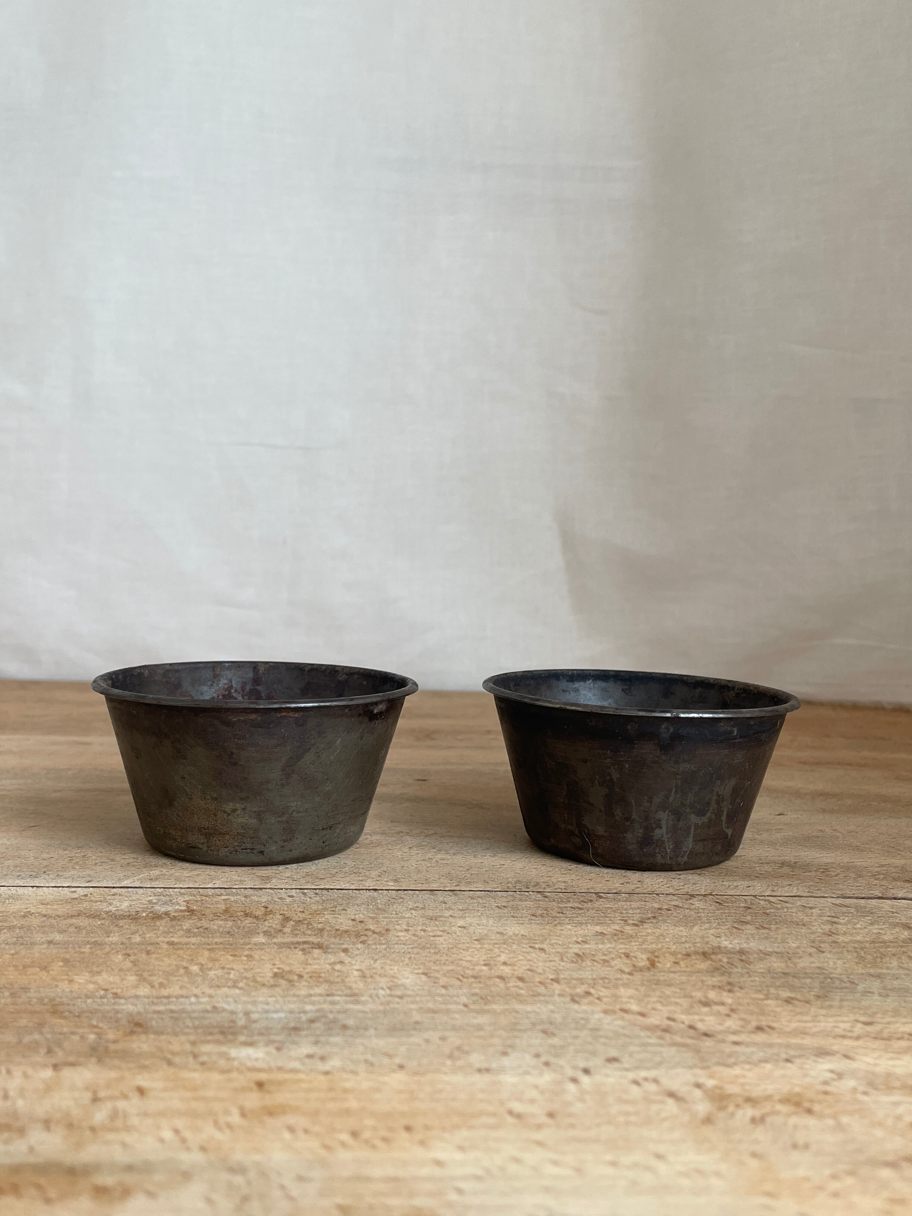 古道具 錆びたプリンカップ2set