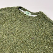 Crocodile クロコダイル ケーブル編み & 畦編み ネップ ウールニットセーター サイズ M /グリーン/メンズ