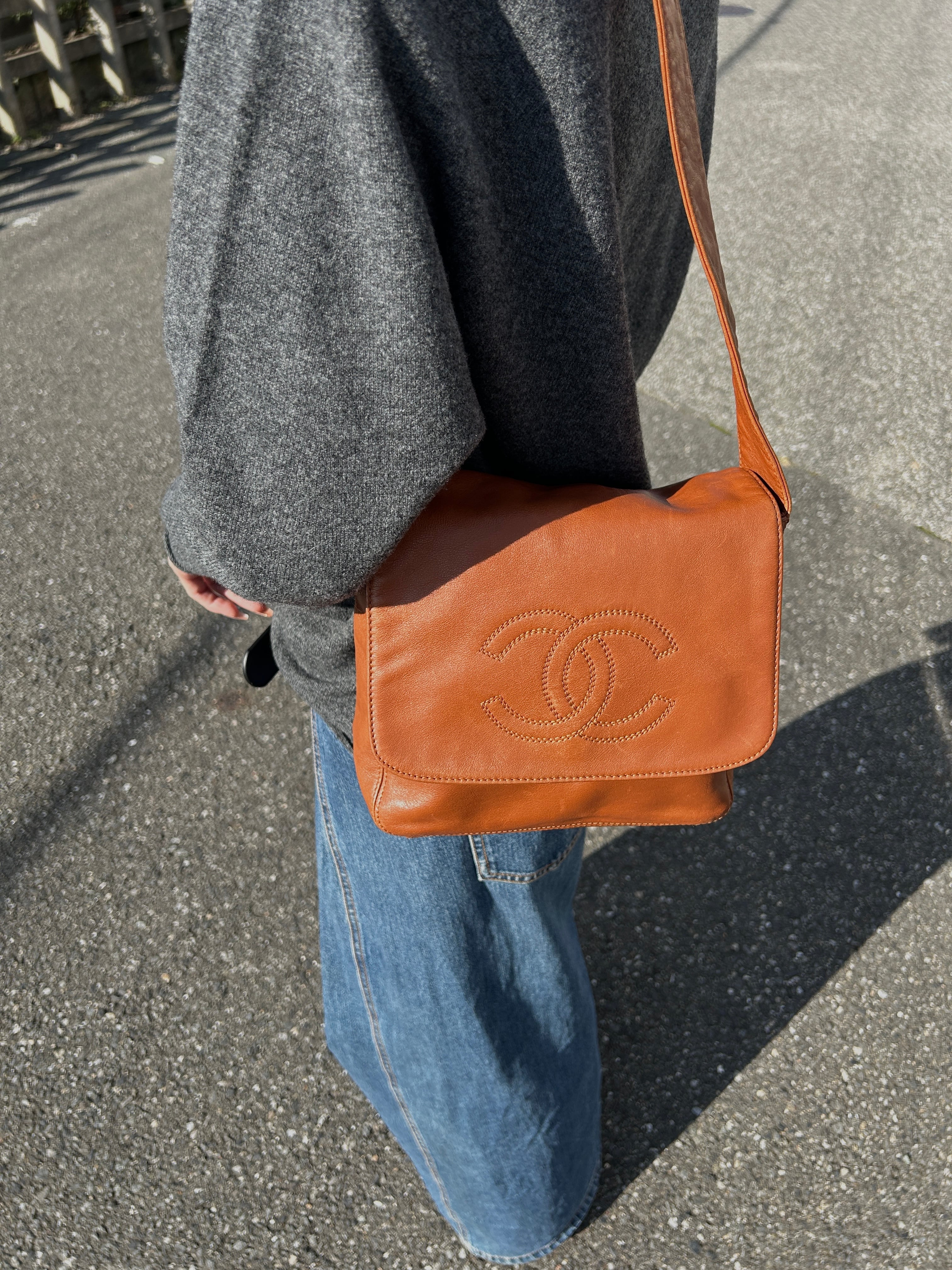 CHANEL シャネル ショルダーバッグ ブラウン ココマーク レザー ブラウン フラップ vintage ヴィンテージ オールド 4fngsv
