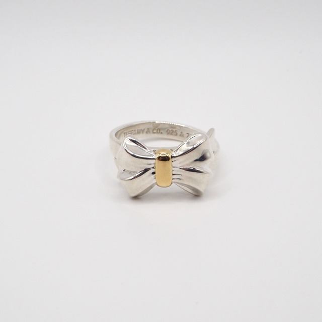 Tiffany&Co. 約12号 リボン リング シルバー925 K18 ティファニー