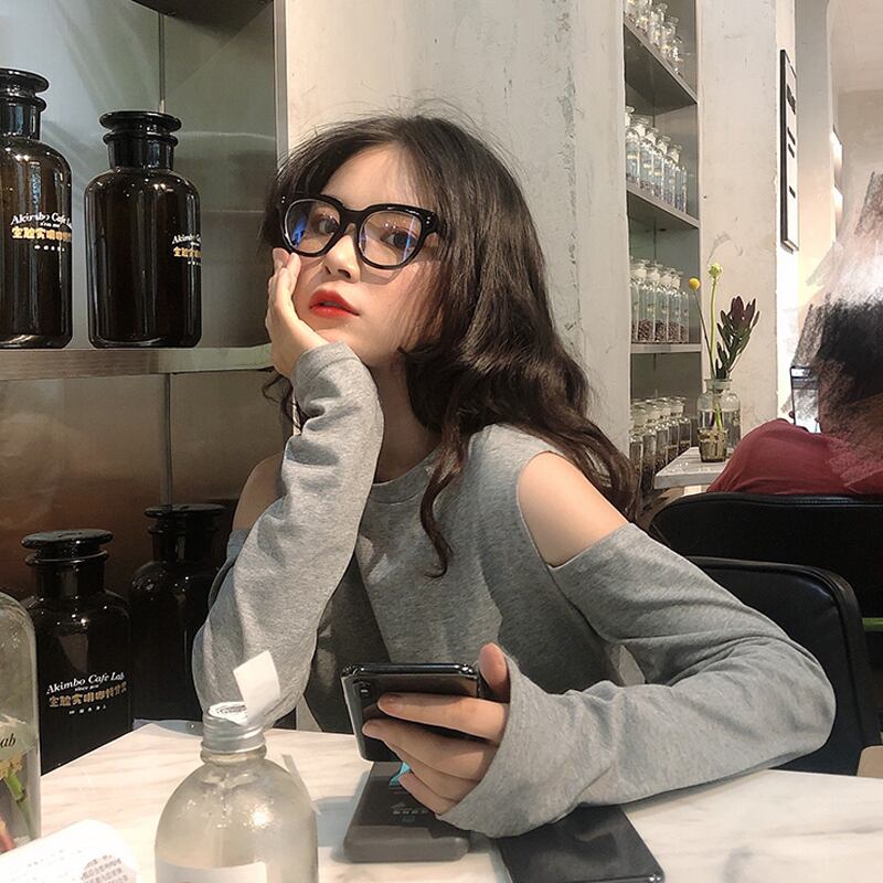 Tシャツ シャツ スプリングオータムトップス ロング 春物 秋物 オフショルダー 試着室28572200632