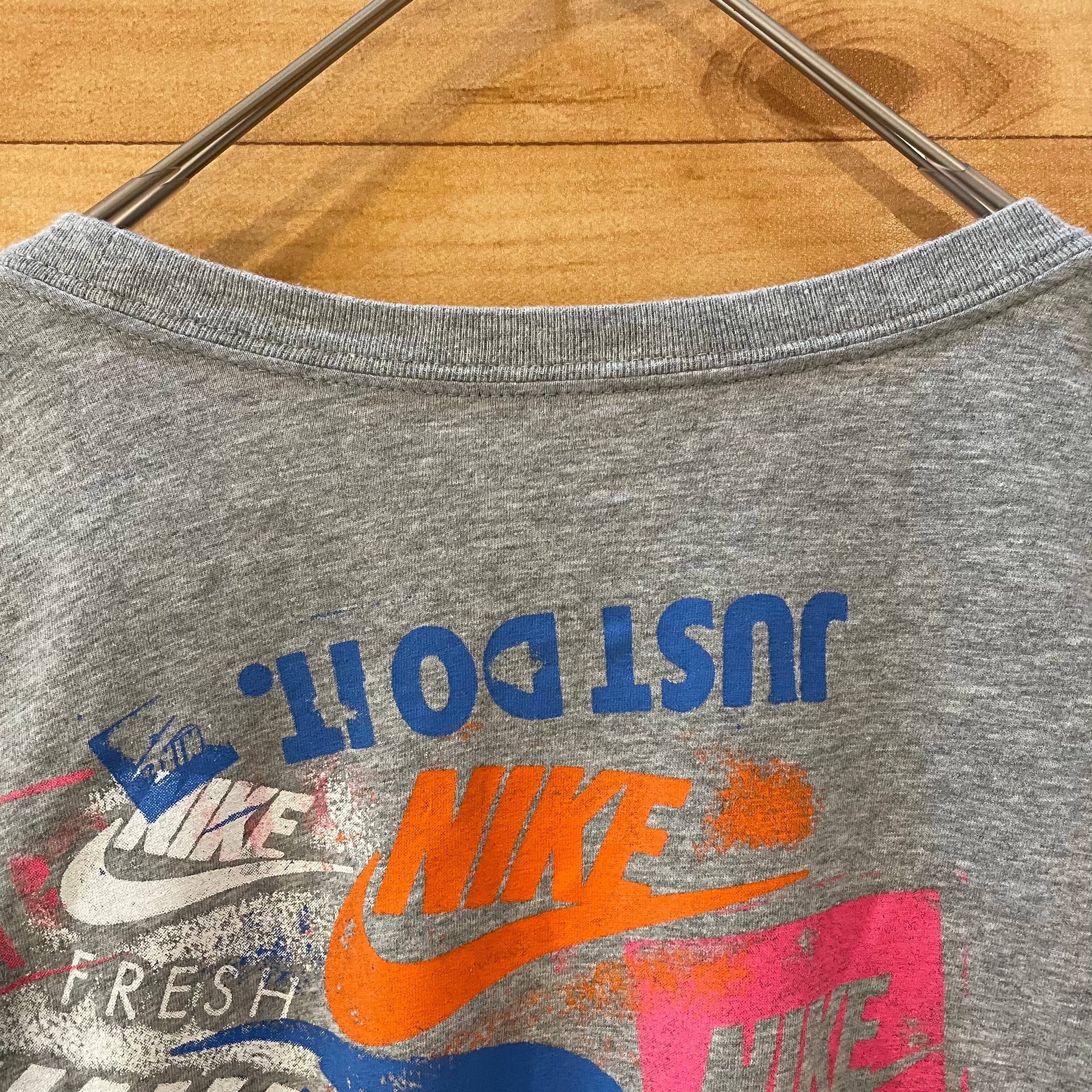 NikeナイキスポーツTシャツスウッシュプリントブラックイエローヴィンテージ