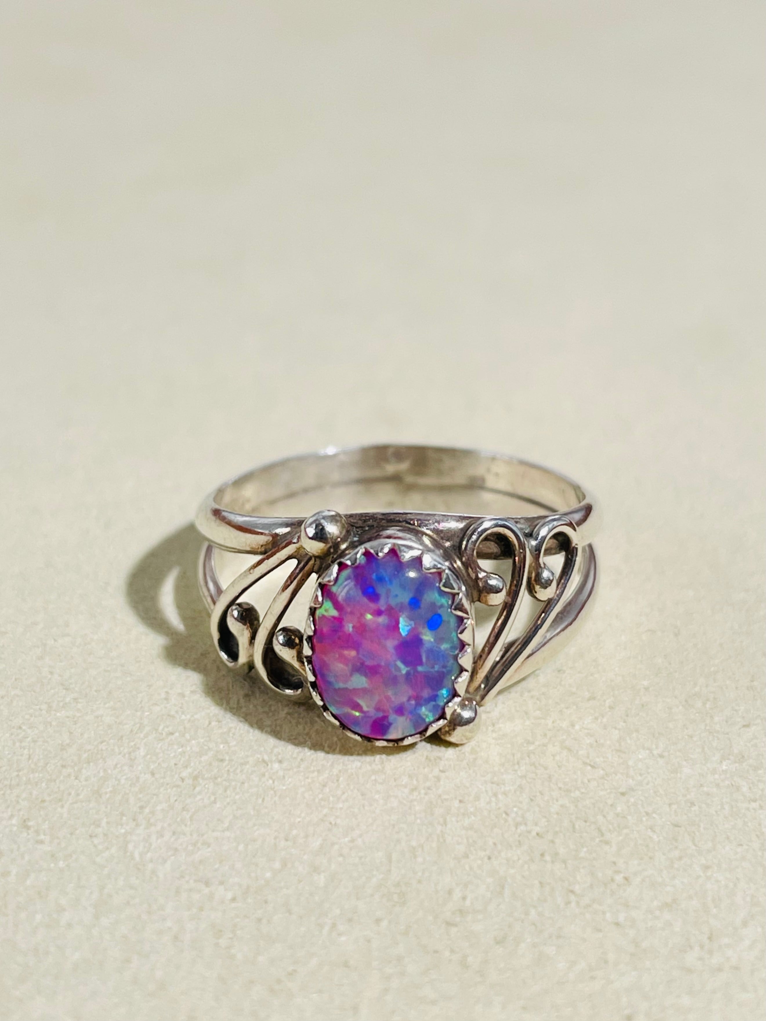 Pink Opal Signet Ring #17 -U.S-
