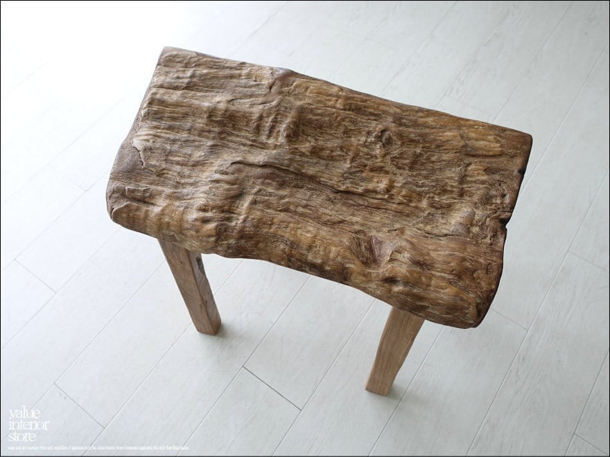 オールドチーク無垢材 プリミティブベンチBO/K スツール 古材家具 一枚板 椅子 イス ナチュラル 世界三大銘木 W56cm