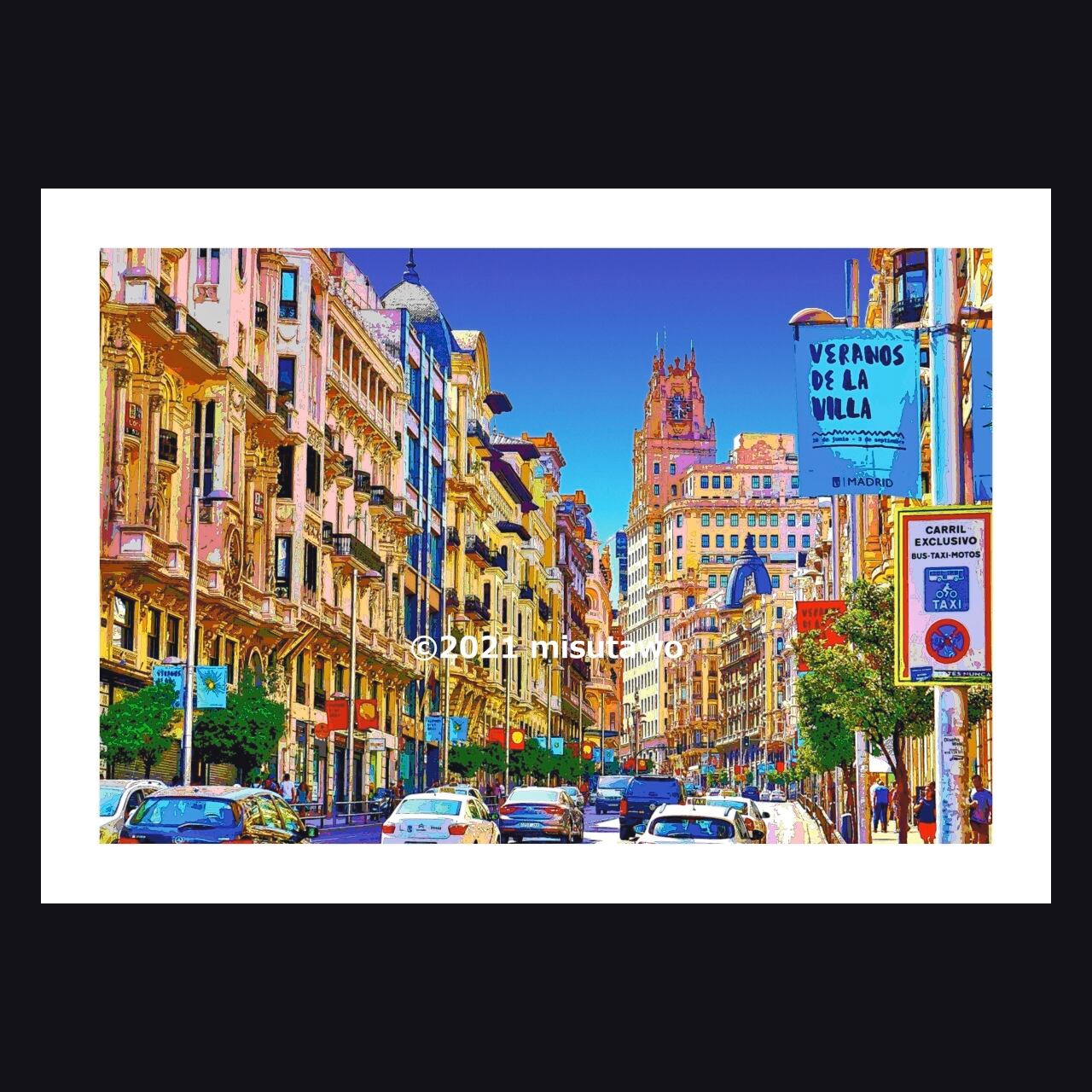 アートポスター】スペイン マドリードの街並み（作品No.204
