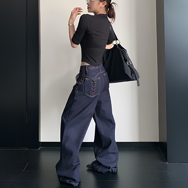 lace-up design denim　レースアップデザインデニム　J2147