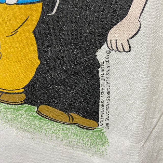 『送料無料』90s レア　ポパイTシャツ　MARLIN TEASE キャラ　USA製　白