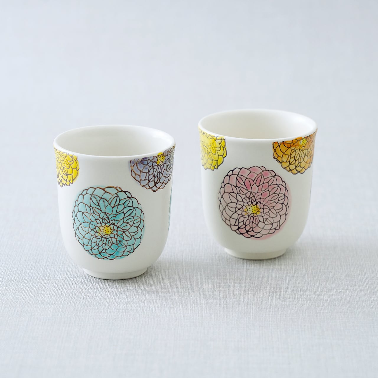 花花 コップ（ブルー・ピンク） | 菊祥陶器／工房祥sho～ Kikusho