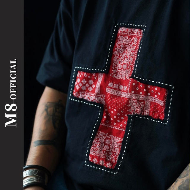 cross stitch short sleeve T-shirt 1color M0584