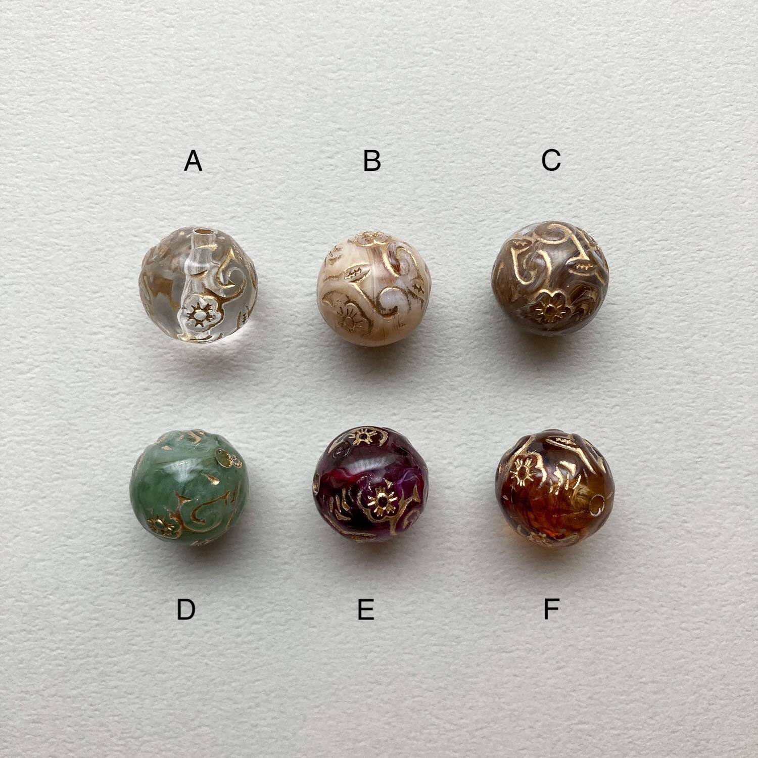 再入荷〉草花模様ラウンドビーズS（16mm） | Dua-アクセサリーパーツ