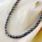 バロックパールネックレス ロングナゲット小粒mix black Baroque　留め具国内交換済み