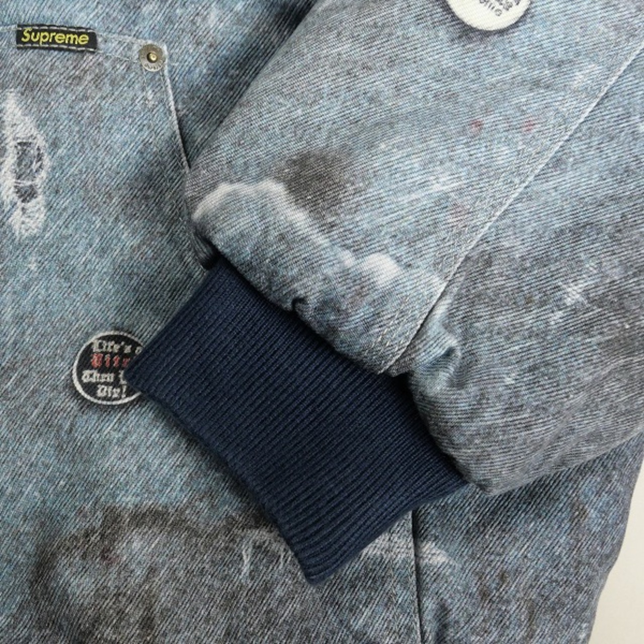 Supreme Denim Varsity Jacket Mサイズ（Supreme denim bomber jacket  