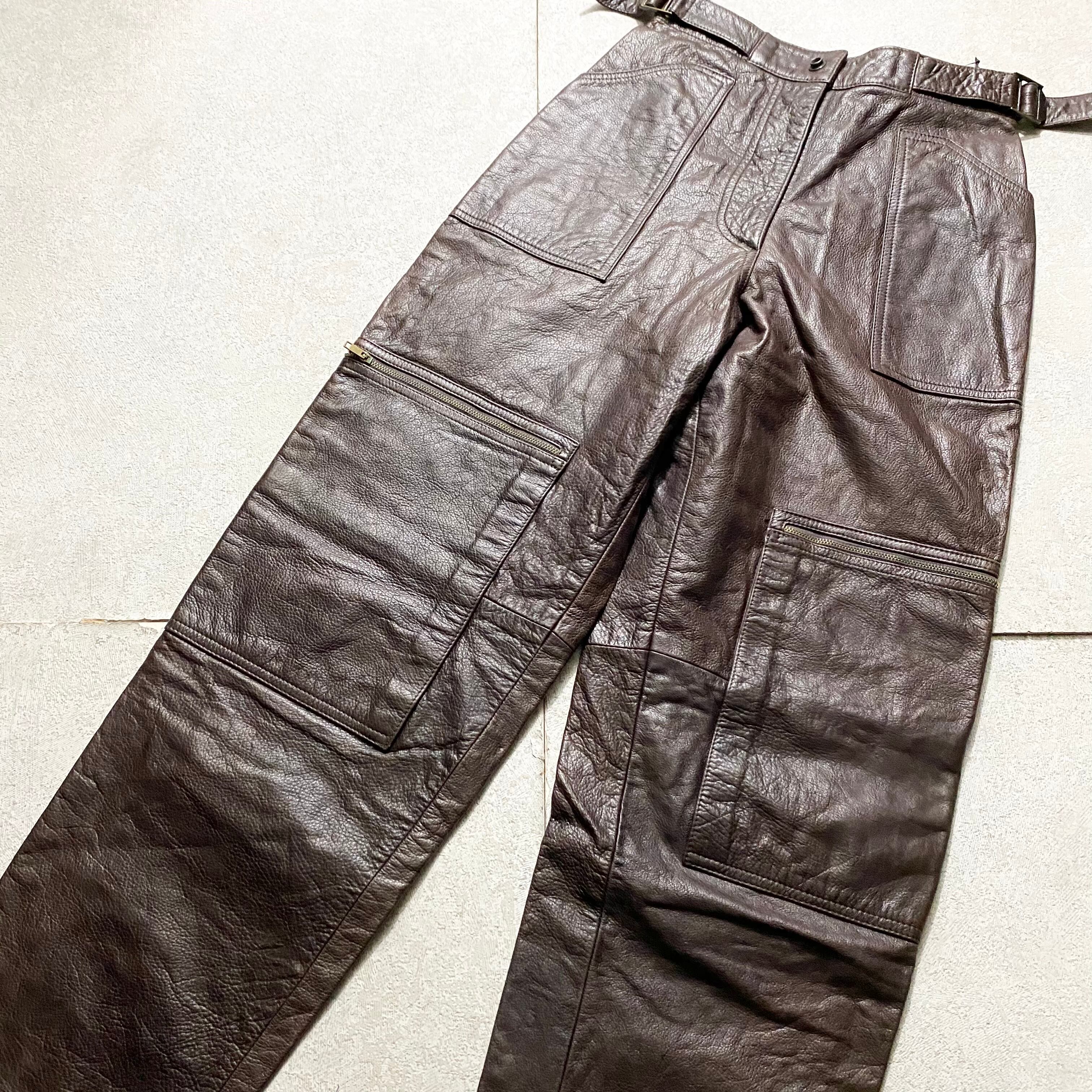 イタリア製 GIORGIO ARMANI レザー モトクロスパンツ 48 ジョルジオ 