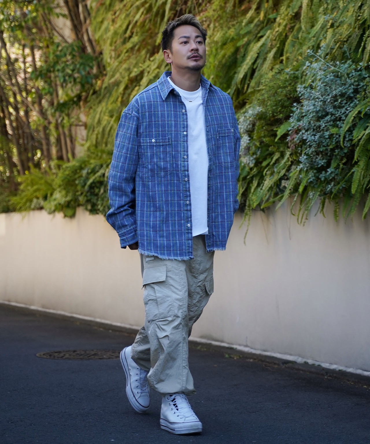 【#Re:room】CHECK STITCH BIG DENIM SHIRTS［RES092］