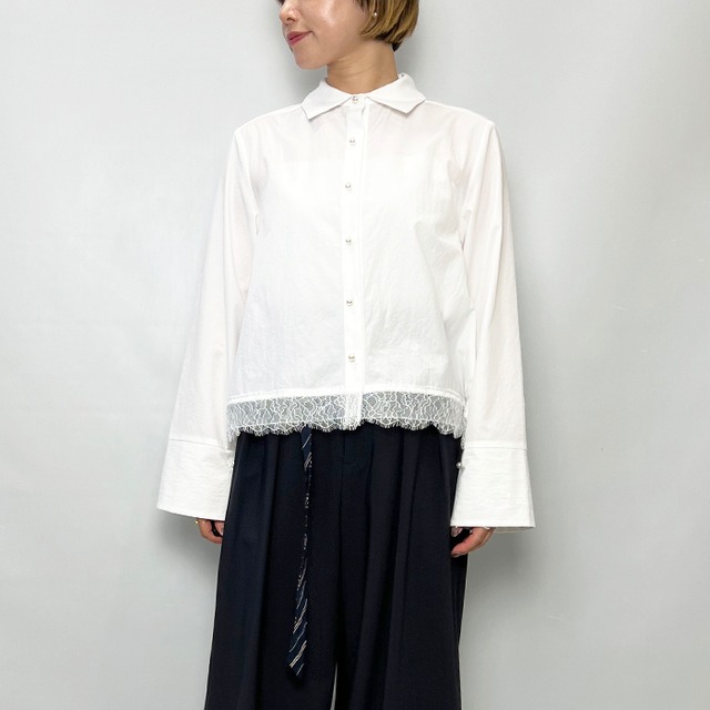 MARILYN MOON マリリンムーン pearl hem lace flare shirt 4264-170 2026秋冬新作 [送料無料]