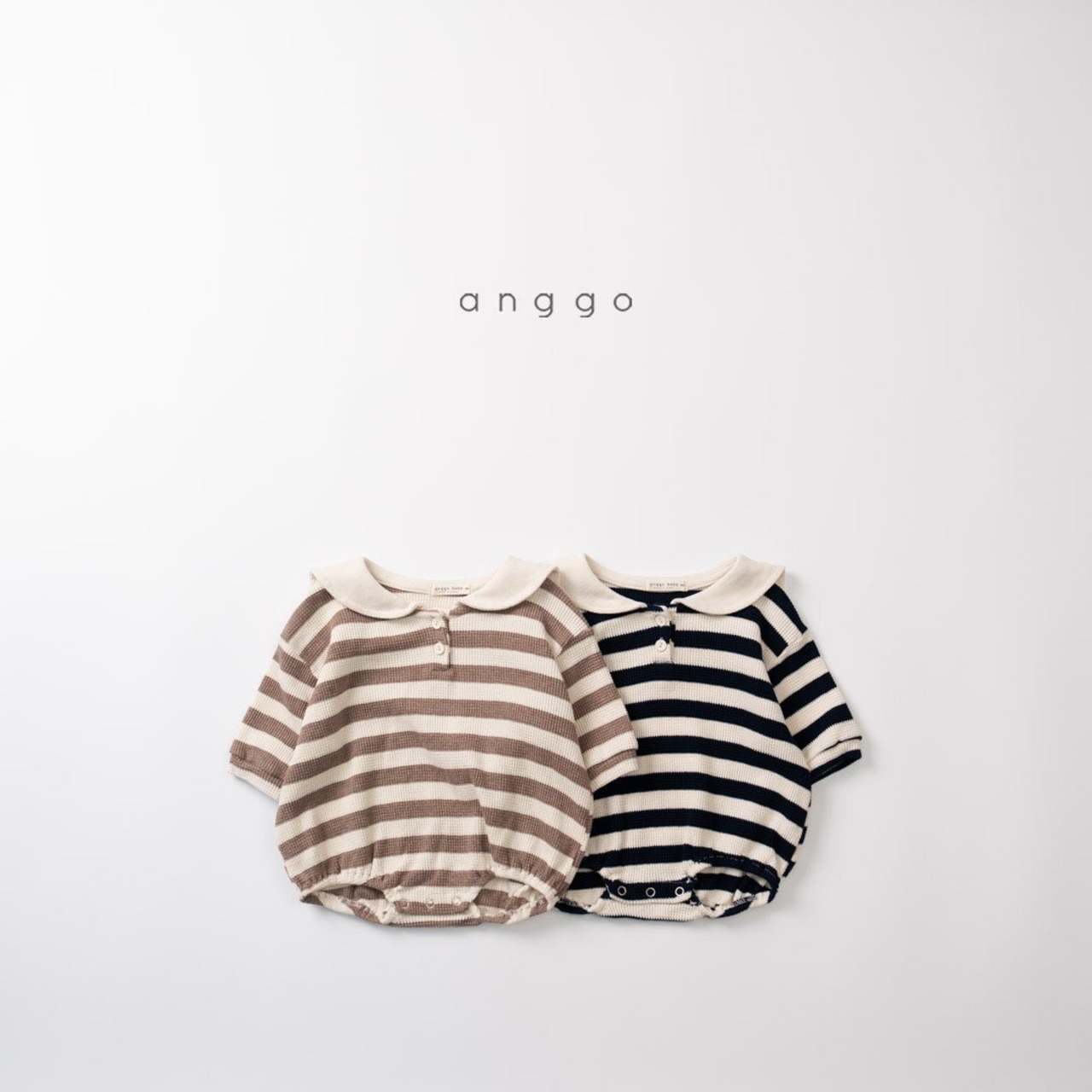 【anggo】セーラーワッフルロンパ ベージュ 60〜70cm  241015 - 7