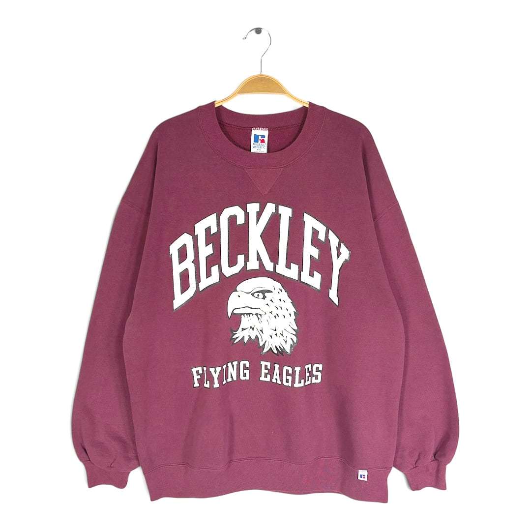90s ラッセル USA製 ヴィンテージ スウェット カレッジ イーグル 3段プリント バーガンディー RUSSELL 大きいサイズ XXL 古着 CF1032