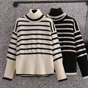 ボーダータートルニット　AJ1079-871