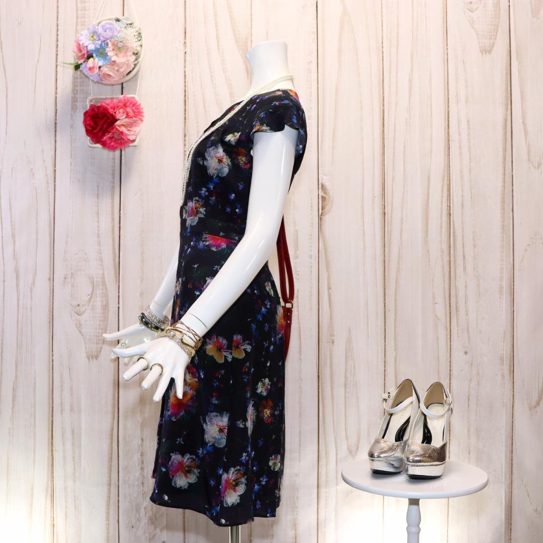 アナイ 花柄プリントワンピース Mサイズ 38 フレンチスリーブ