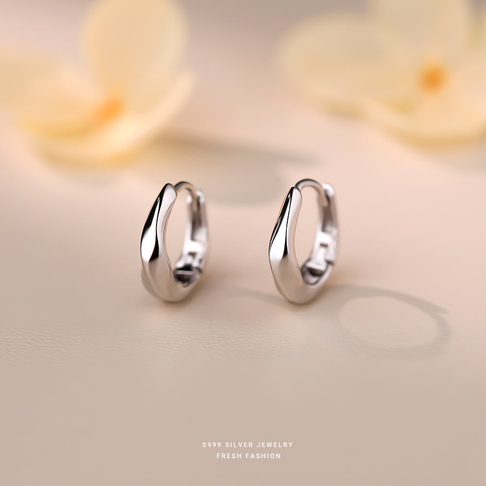 K18鏡面仕上げ フープピアス シルバー999アクセサリー | Daimaruya