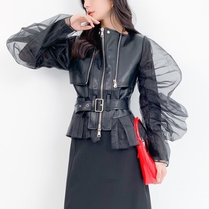 Pu Leather Mesh Jacket / Puレザー メッシュ ジャケット