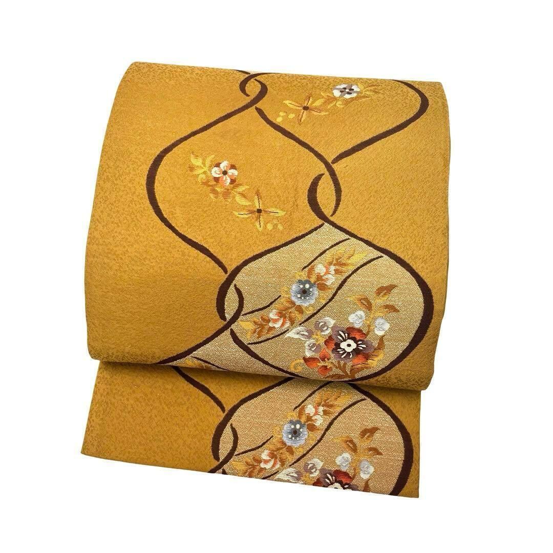 袋帯 まわた紬 夢 花模様 木蘭色 O-4157 着物 きもの kimono
