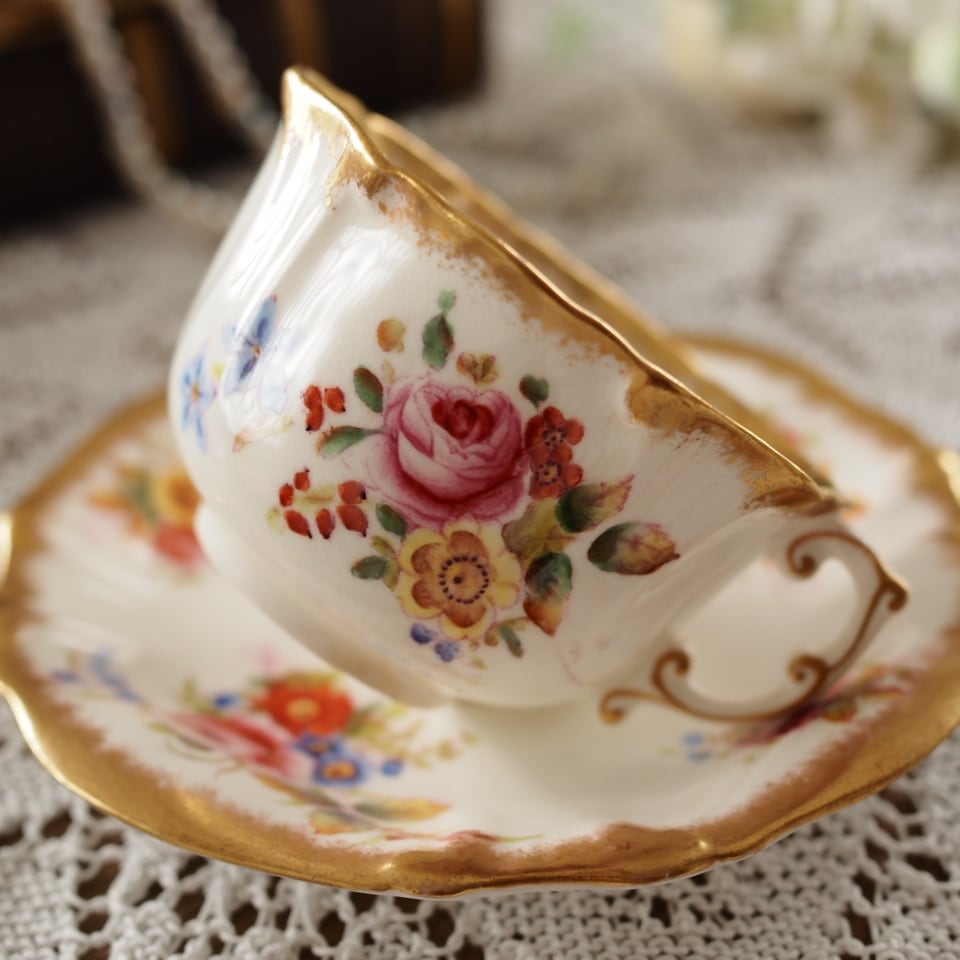 美品 英国Hammersley ハマースレイ ドレスデンスプレイ 手描きフラワー