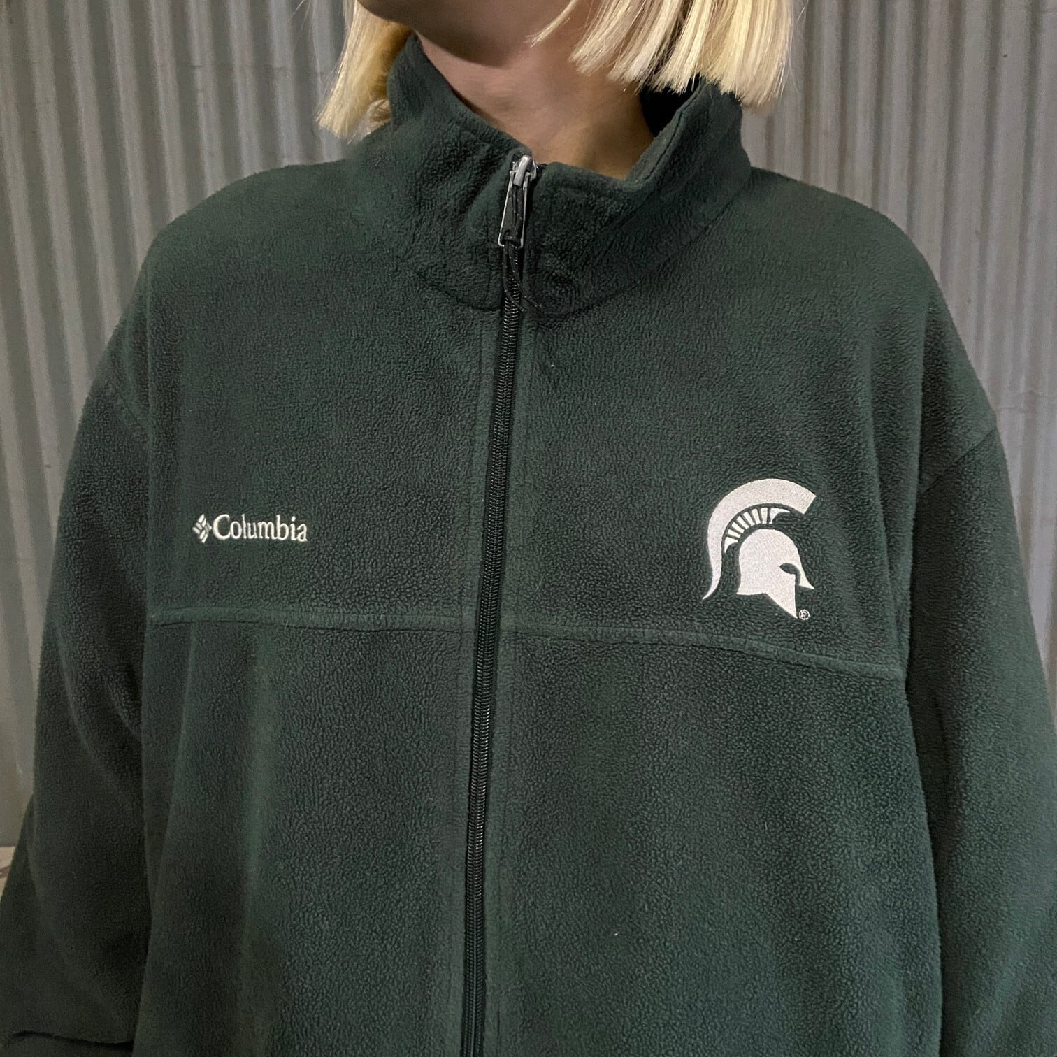 Columbia コロンビア チームロゴ フルジップ フリースジャケット メンズXL 古着 ロゴ刺? アウトドア MICHIGAN STATE  グリーン 緑【フリースジャケット】【cs2212-15a】 | cave 古着屋【公式】古着通販サイト