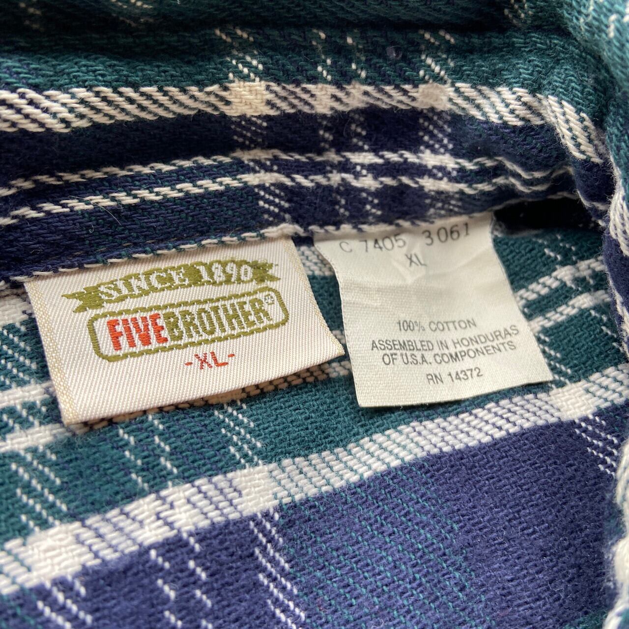 90年代 FIVE BROTHER ファイブブラザー チェック柄 長袖 ヘビー