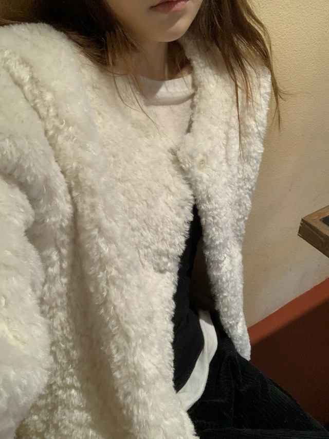 (予約) verveine / Lausanne round-neck faux-fur jacket 2color
