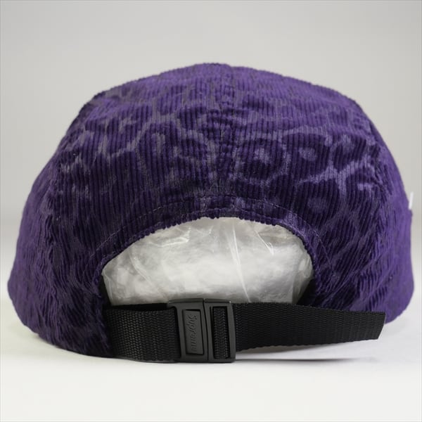 Supreme 嵌め Velours Camo Camp Cap パープル