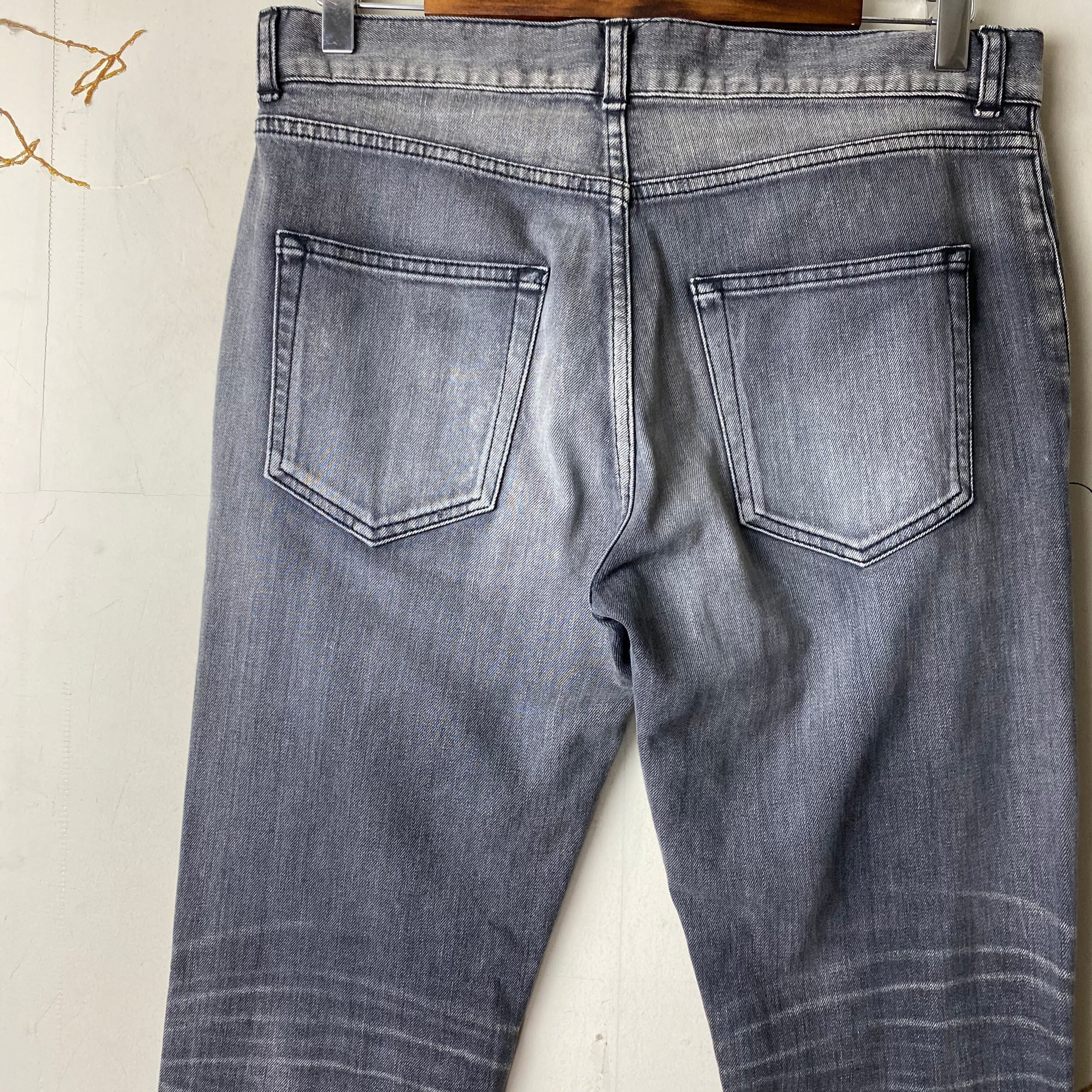 SAINT LAURENT PARIS fade black denim skinny pants | NOIR ONLINE