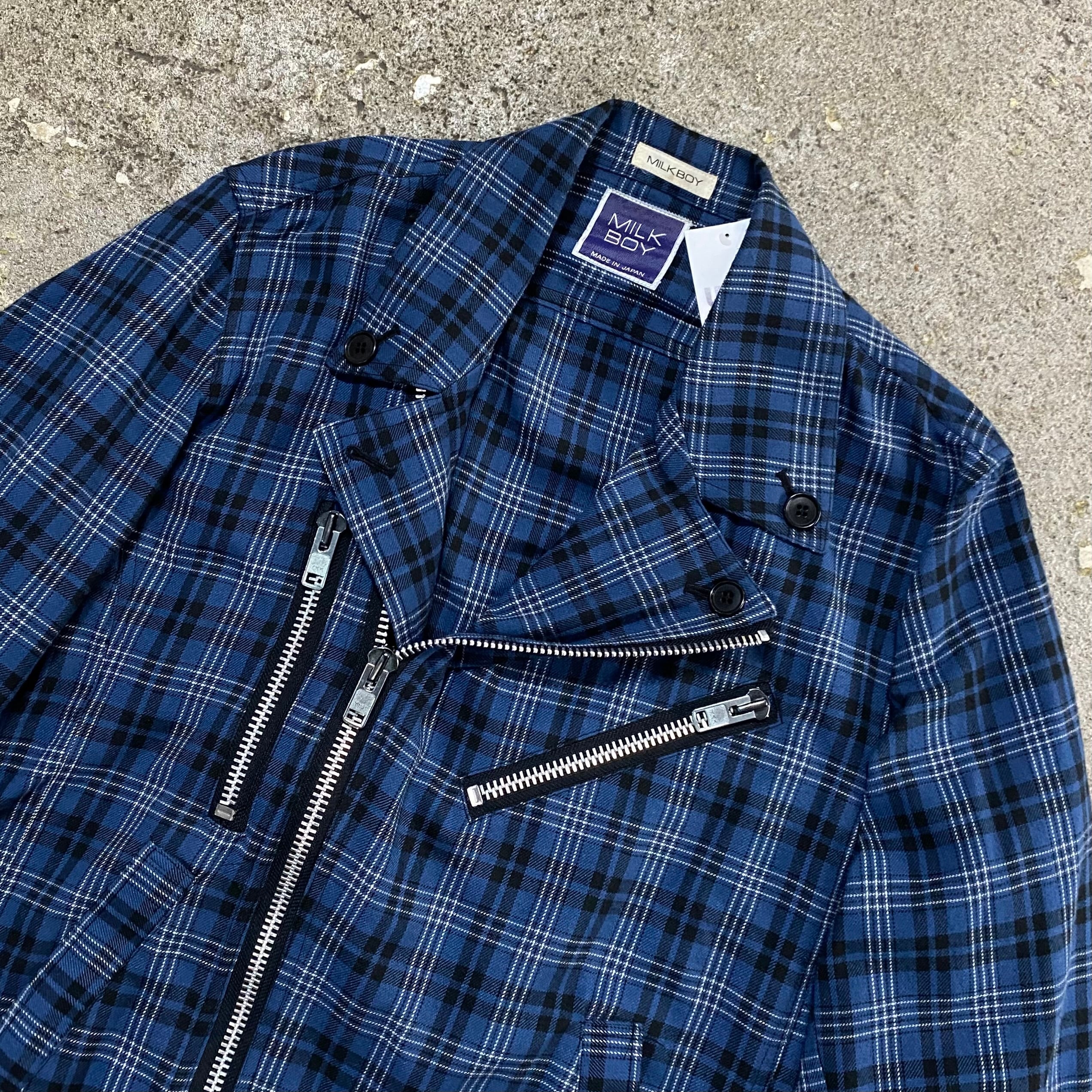 90s MILK BOY polyester/rayon fabric riders jacket【仙台店