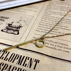 ステンレスコンビサークルバーネックレス ゴールド