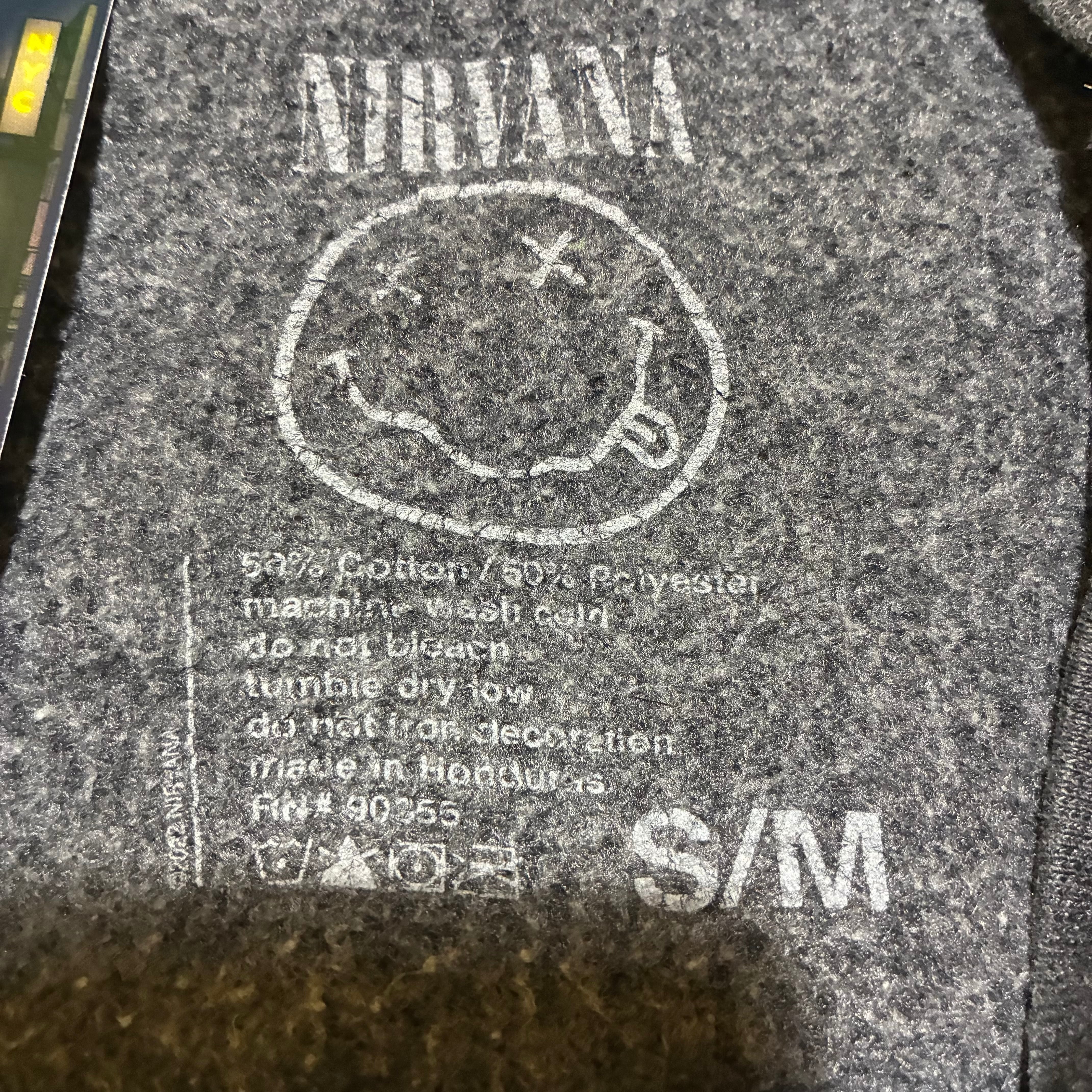 NIRVANA バンドスウェット 袖プリント ダークグレー ニルヴァーナ