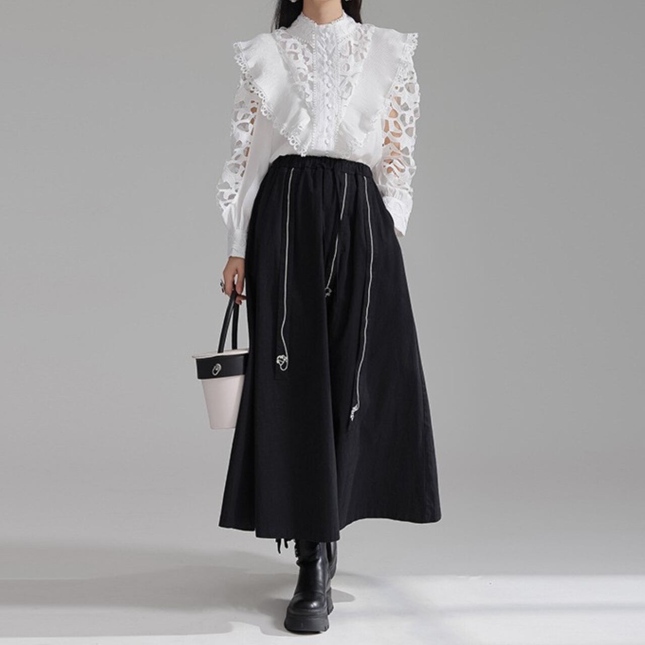 ミディ丈ダークスカート A0193