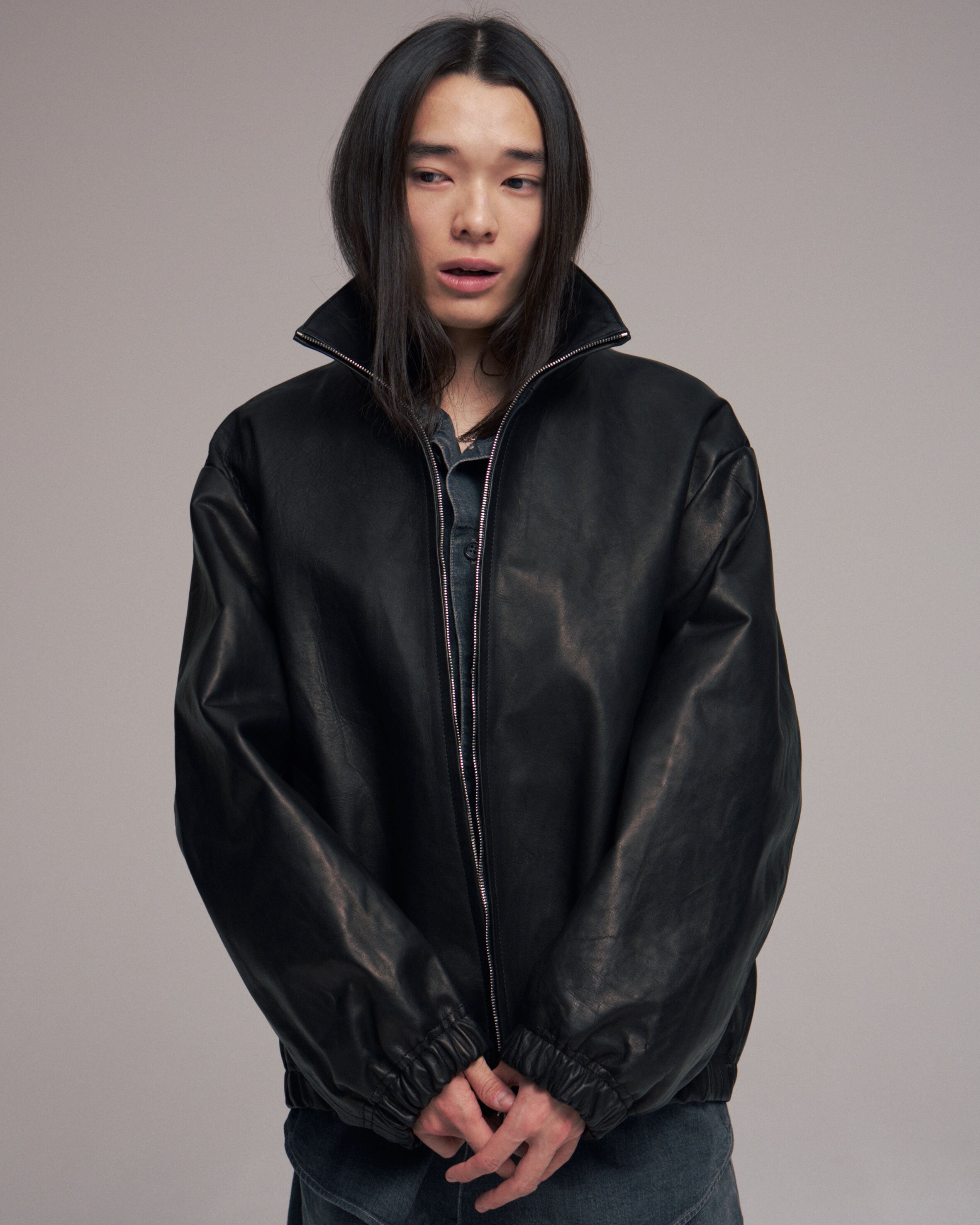 superNova. Leather track jacket - Horse hide / Black | novastore