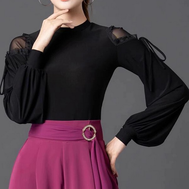 シアーショルダー・エレガントスリーブトップス (レオタードタイプ選択可能) ds0931