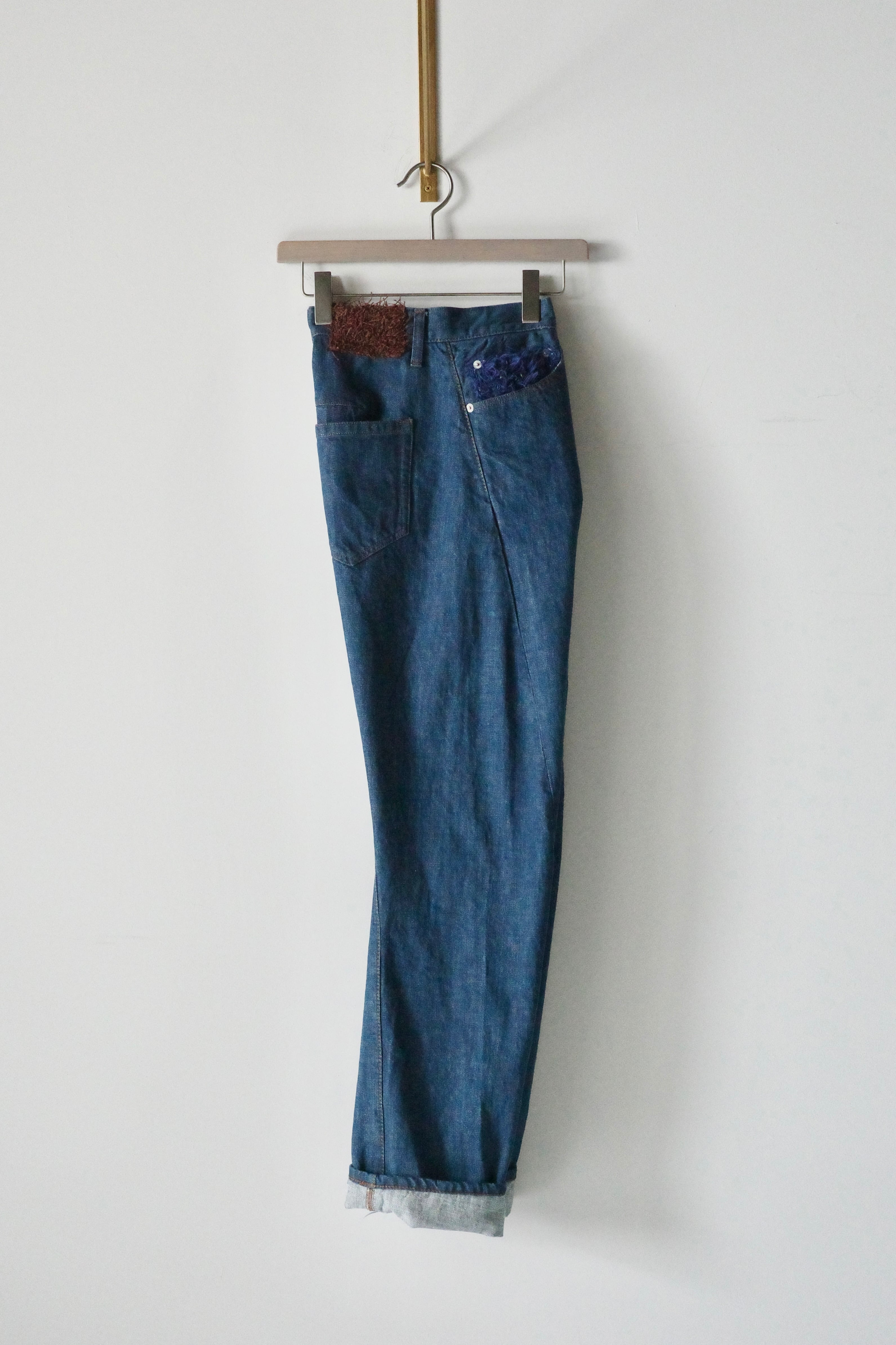 Kota Gushiken 【GU VIBES RED WITH SELVEDGE-ISH CROCHET STITCHES -INDIGO BLUE-】