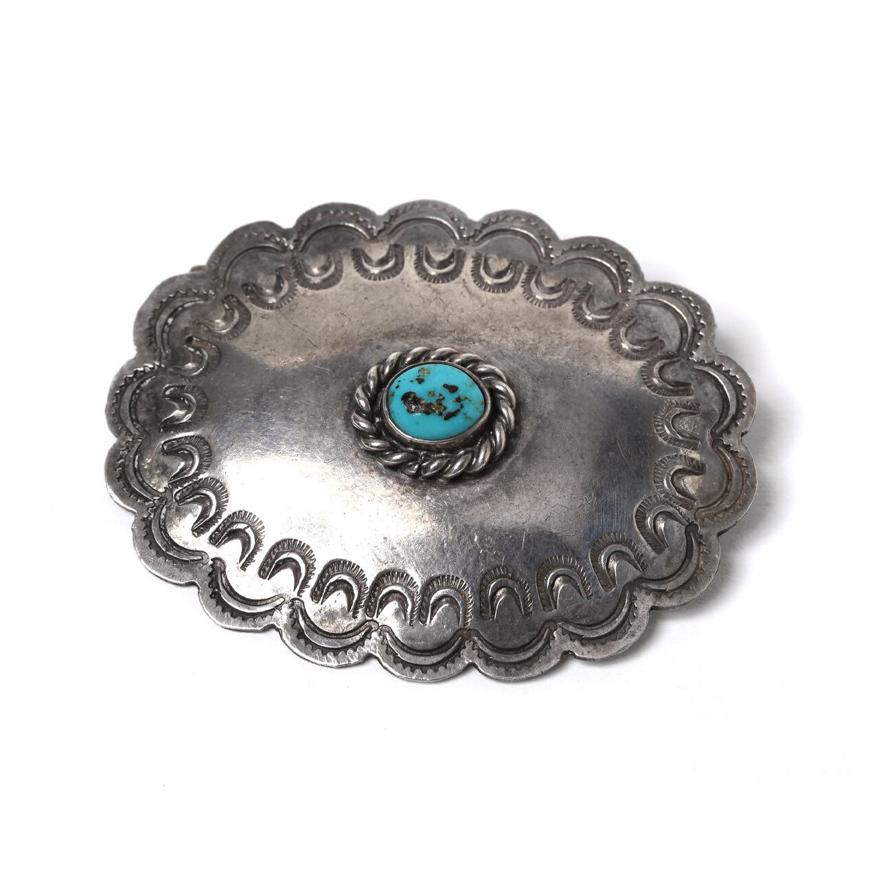 1940's Vintage Navajo Stamped Silver Concho Pin w
