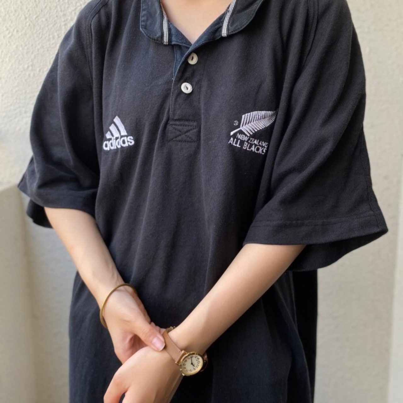 adidas アディダス ALL BLACKS オールブラックス ポロシャツ メンズXL 