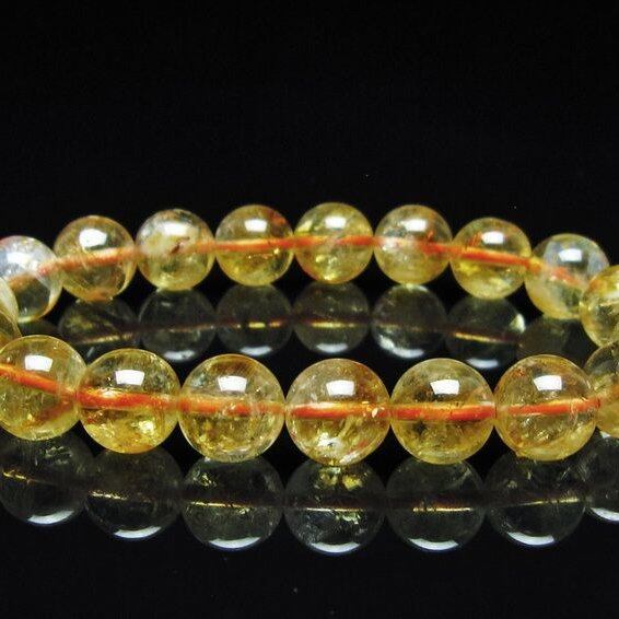 シトリン ブレスレット 虹入り 10mm シトリンクォーツ ブレス メール便可 一点物 111-50415
