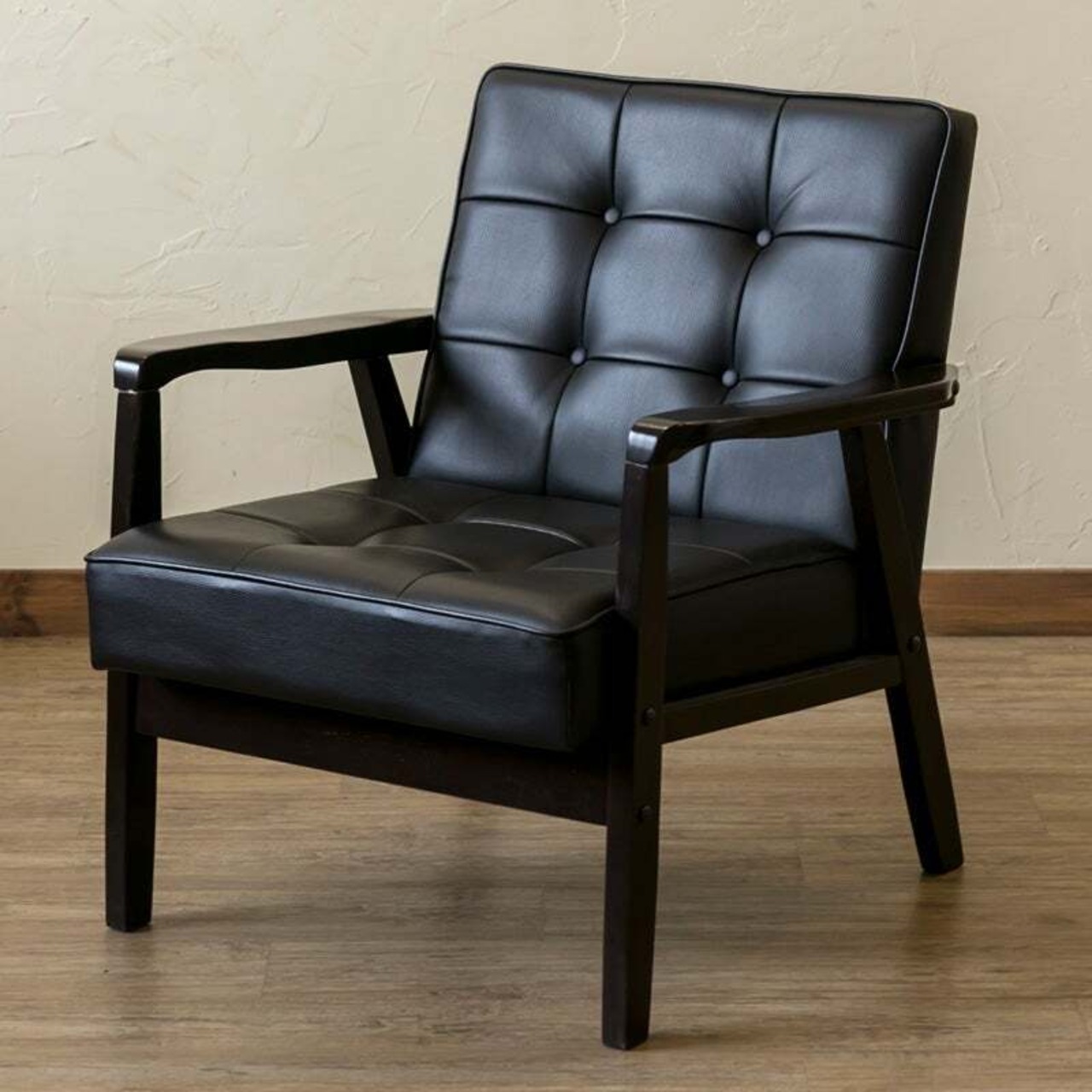 レトロソファ PVC 一人掛け BK/WH | interior mkuu