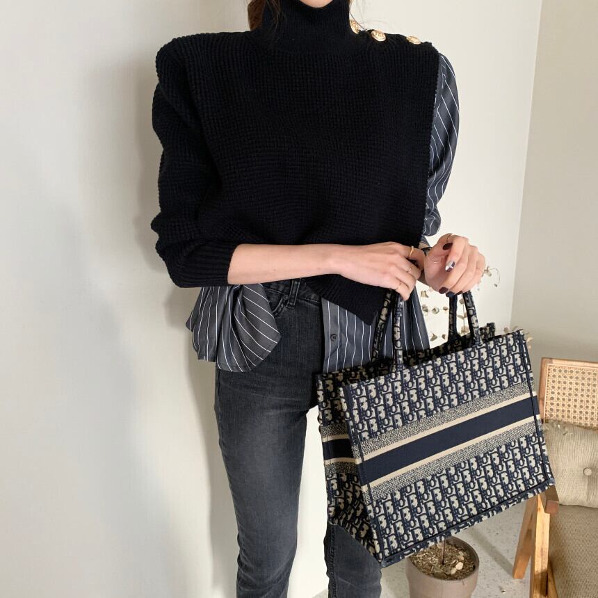 ニット シャツ 切り替え ドッキング トップス ニットソー セーター 袖