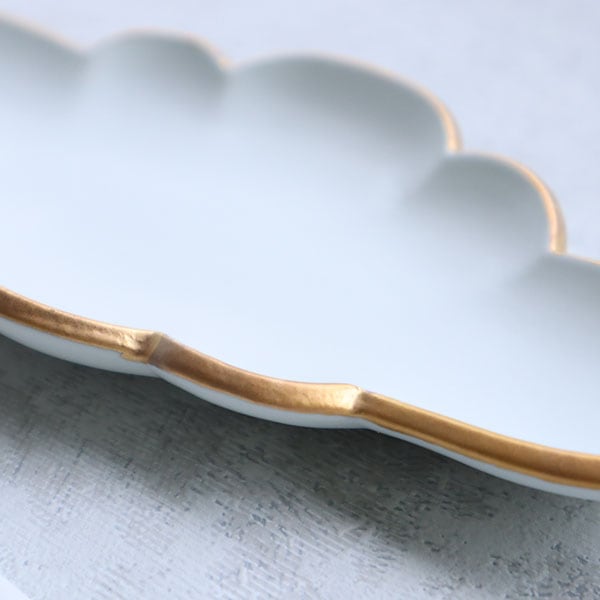 アウトレット】有田焼 雲型プレート（白練金） 100-080 | MARUFUKU