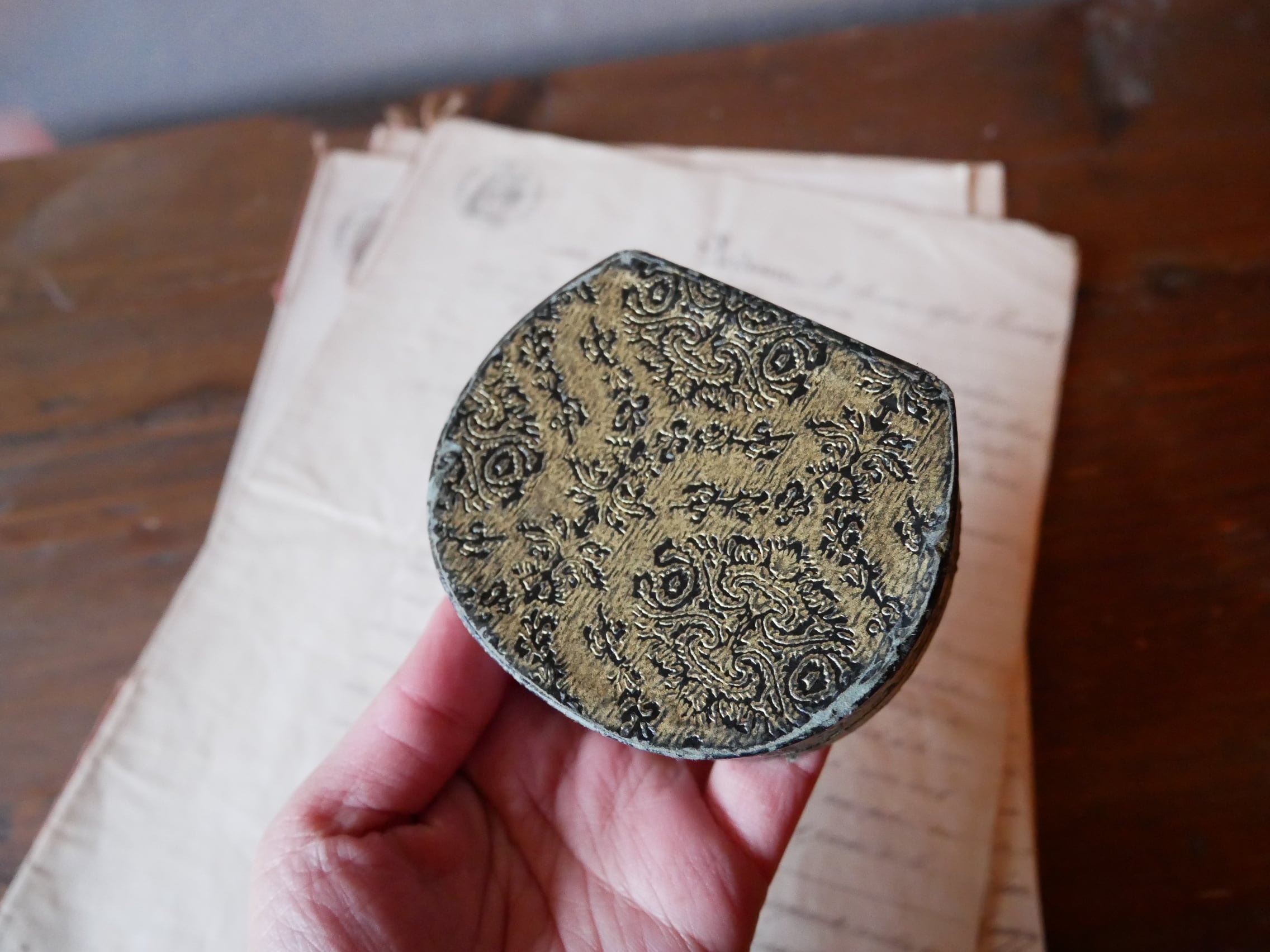 フランスアンティーク アクセサリー ジュエリーケース ダマスク