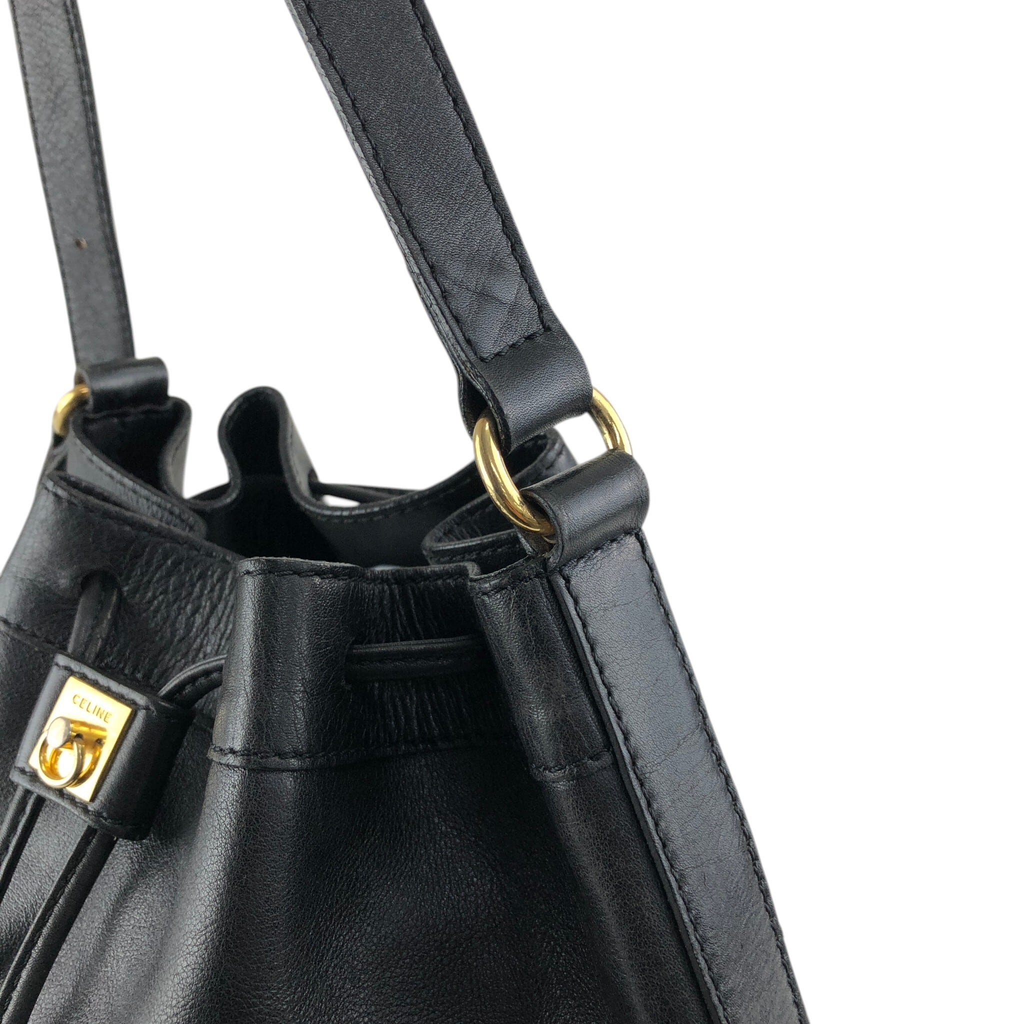 CELINE セリーヌ ショルダーバッグ ブラック ブラゾン型押し レザー