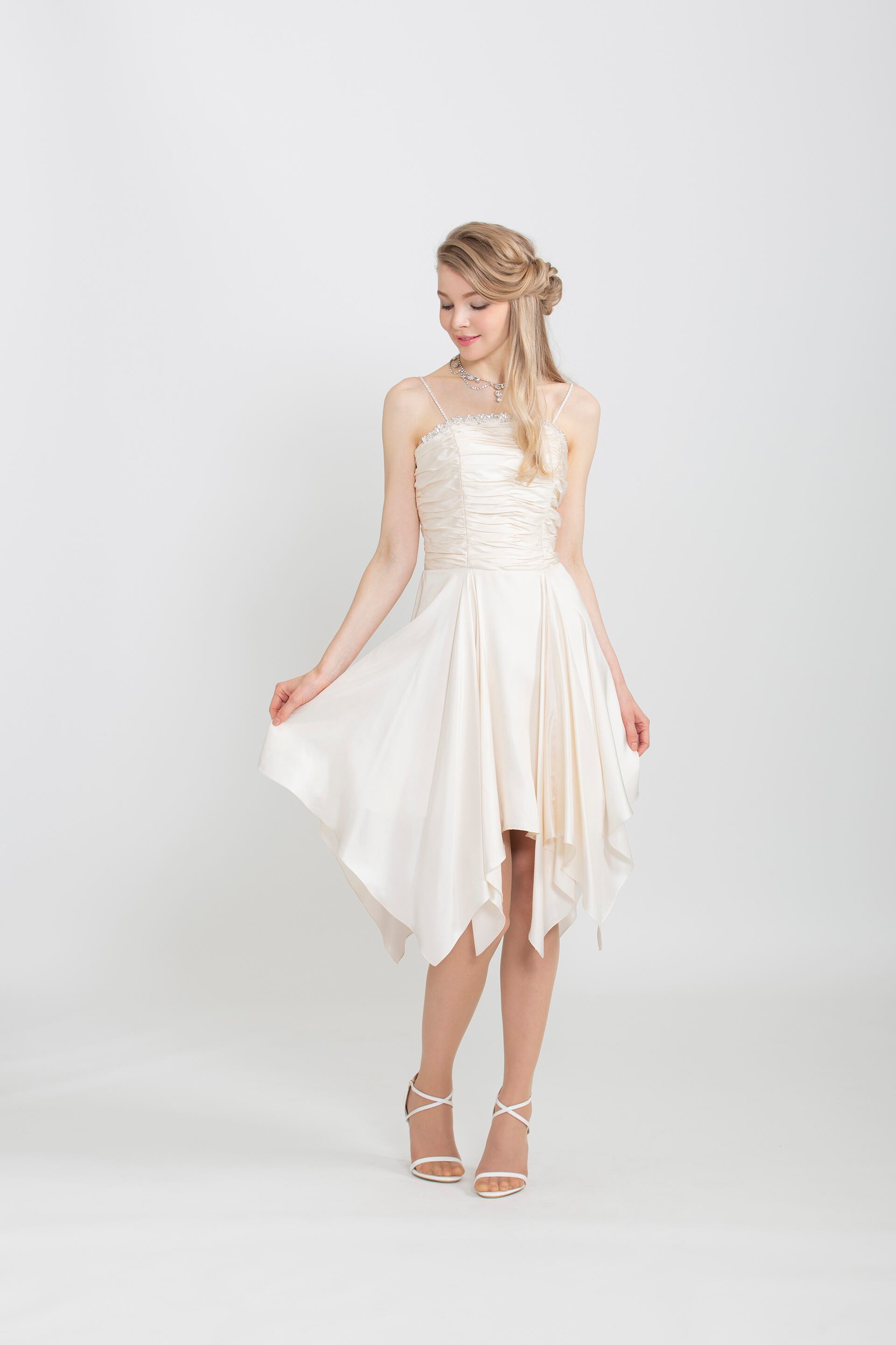 レンタル シルクサテンミニドレス Crystal クリスタル