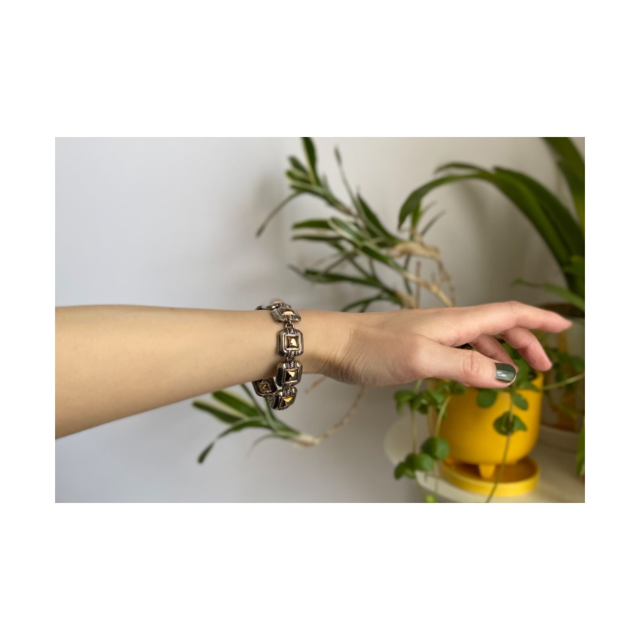 Vintage 90s-00s USA retro bi-color square chain bracelet レトロ