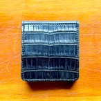 YONZY 二つ折りBOX小銭入れ財布 ポロサスクロコダイル/栃木レザーブラック②
